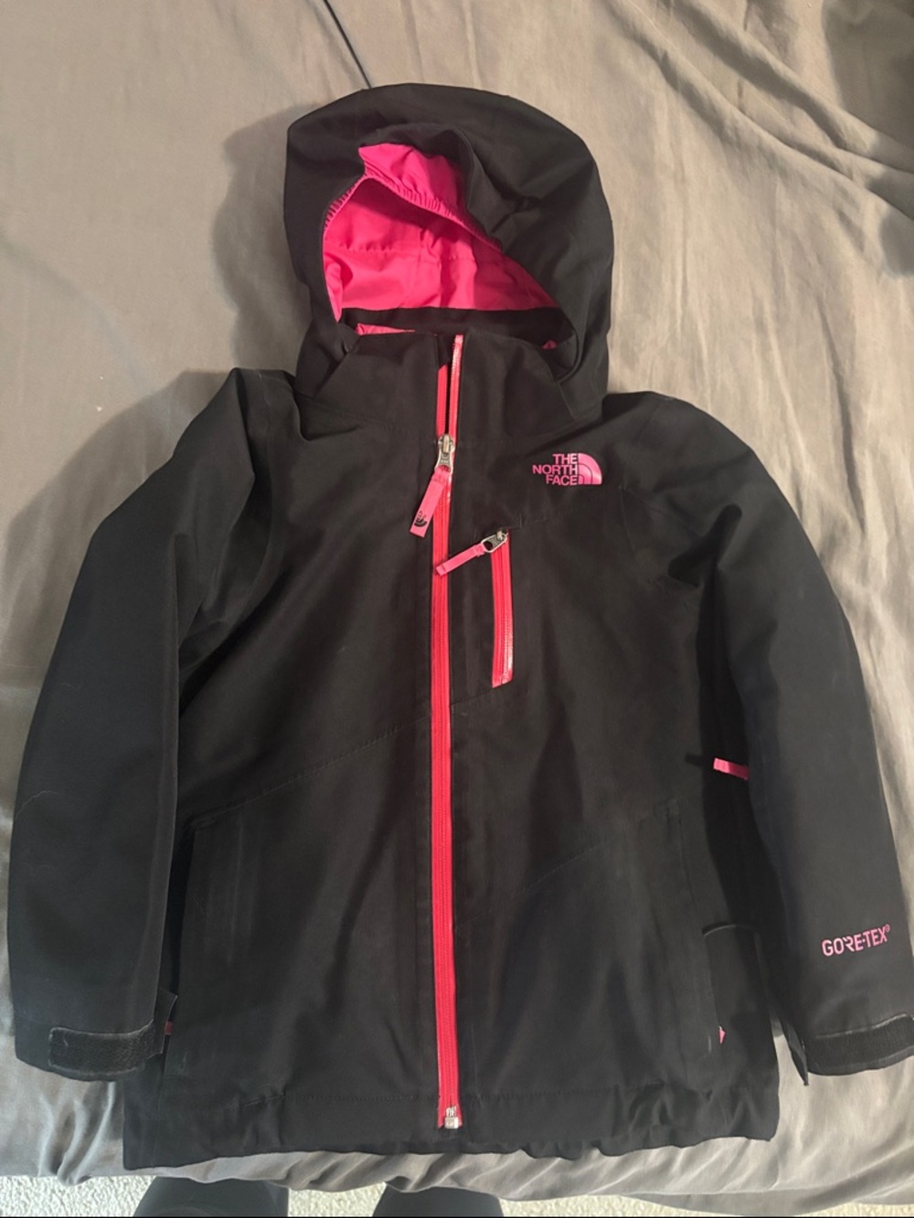 The North Face Black with Pink Accents - Kids Goretex Coat